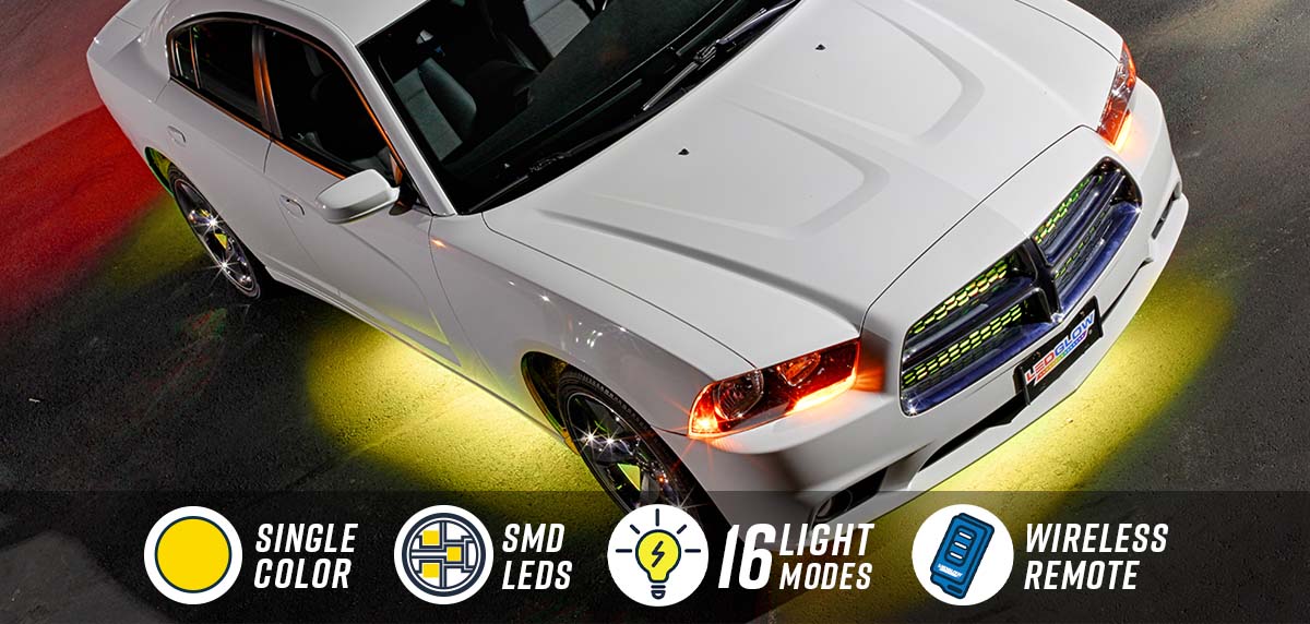 Yellow Wireless LED Car Underbody Lighting Kit
