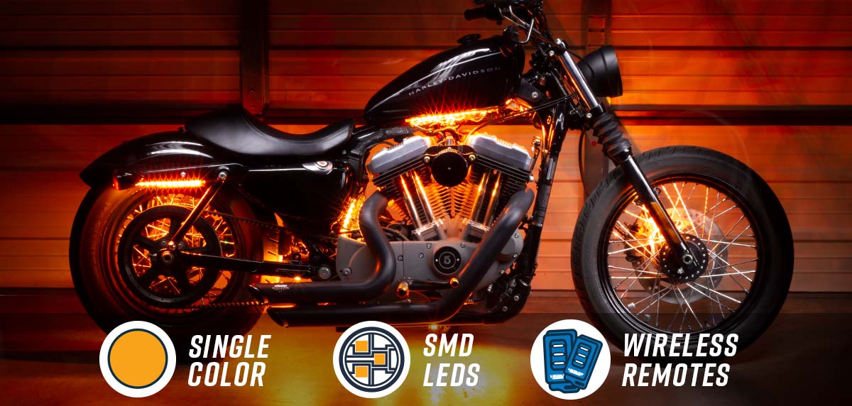 RadLites 6 Piece Orange Motorcycle 66 LED Light Kit Brightest!