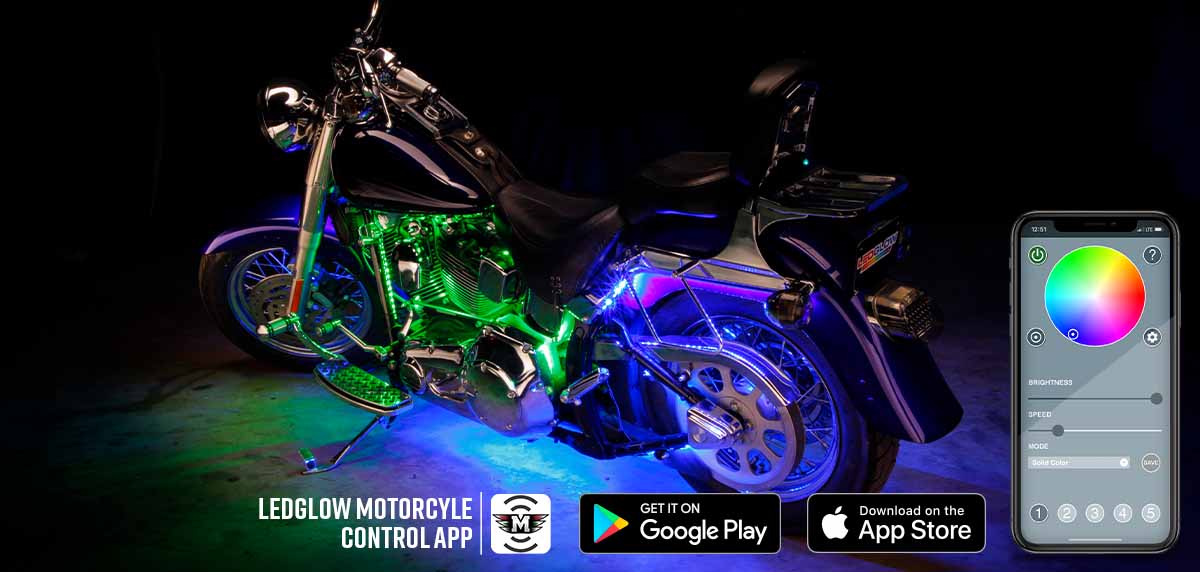 Bluetooth Million Color LED Motorcycle Lighting Kit with Smartphone Control