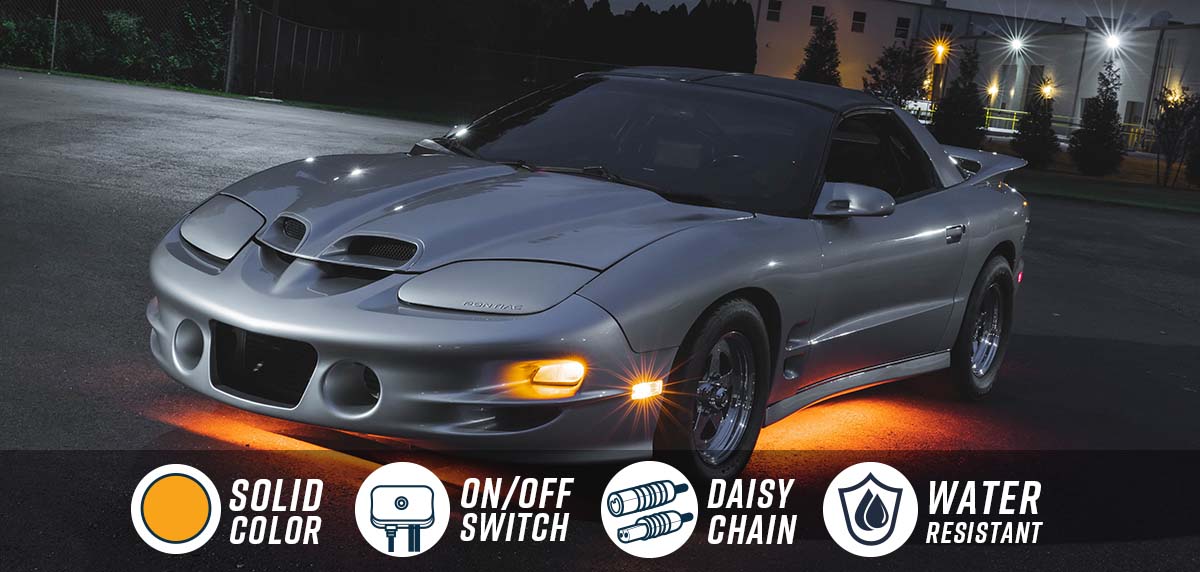 Orange Slimline LED Car Underbody Lighting Kit