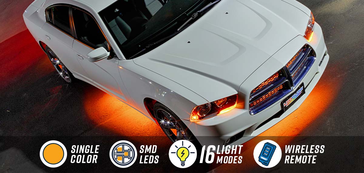 Orange Wireless LED Car Underbody Lighting Kit