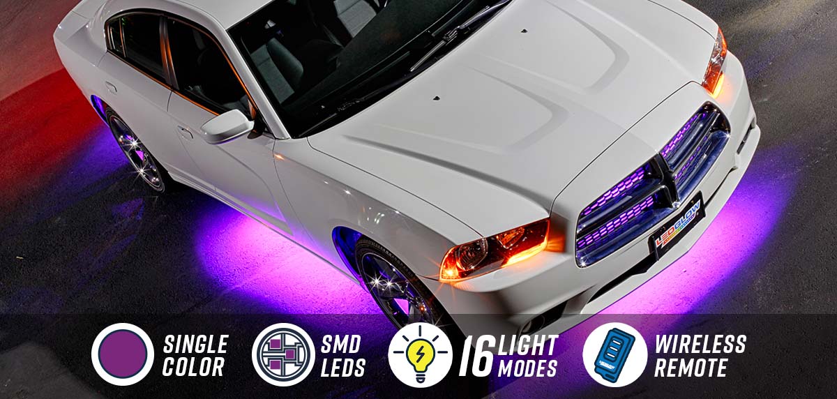 Purple Wireless LED Car Underbody Lighting Kit
