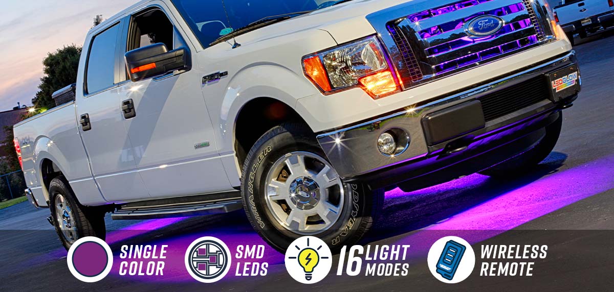 Purple Wireless LED Truck Underbody Lighting Kit
