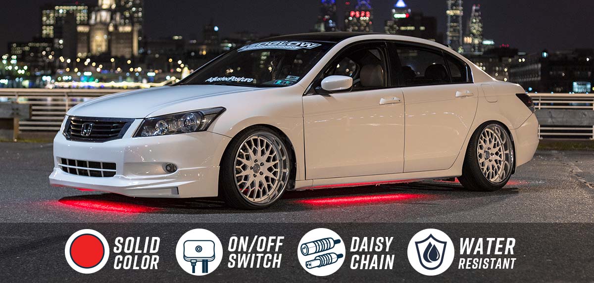 Red Slimline LED Car Underbody Lighting Kit