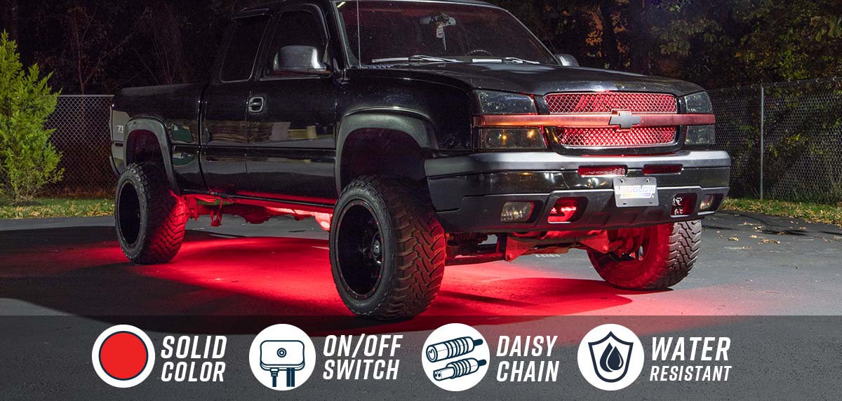Red Slimline LED Truck Underbody Lighting Kit