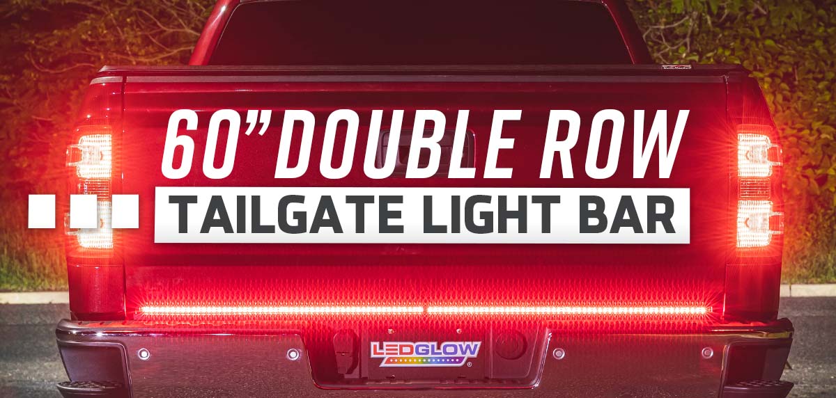 LEDGlow  2pc 60” Full-Size Truck Tailgate Light Bar with White Reverse  Lights