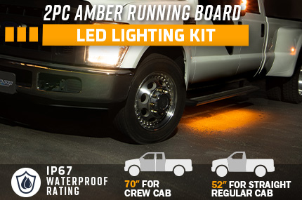 Fuguang IP68 LED Board Running Light Truck Side Marker Flexible Step Strip Lights White & Amber Turn Signal Combo Kit 2PC-62inch IP68 