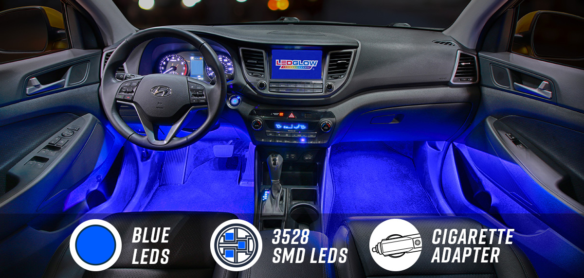 4pc Blue Interior LED Lighting Kit