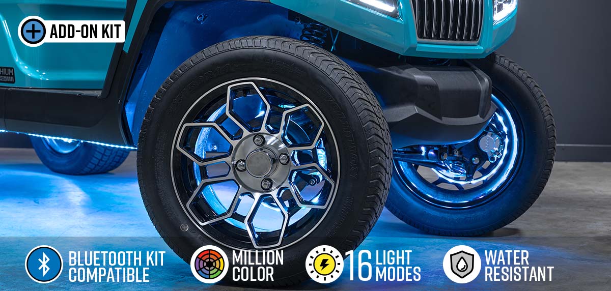 Bluetooth Million Color Golf Cart Add-On Wheel Ring Lighting Kit