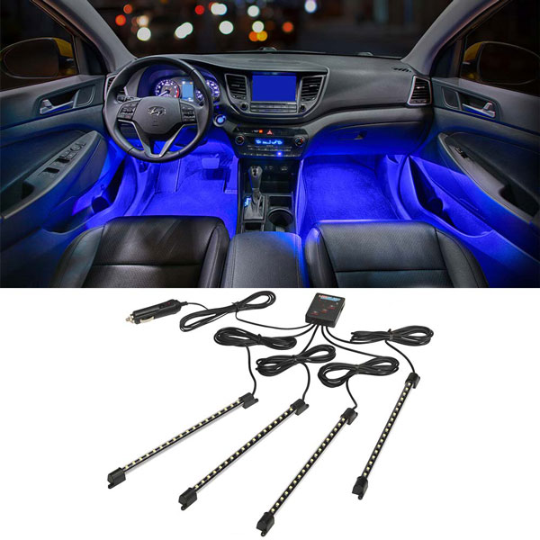 LEDGlow 4PC Blue LED Interior Lights for Cars and Trucks